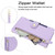 iPhone 17 Pro Max Seven Card Slots Zipper Wallet Leather Phone Case with Lanyard - Light Purple