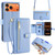 iPhone 17 Pro Max Sheep Texture Cross-body Zipper Wallet Leather Phone Case - Blue