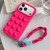 iPhone 17 Pro Max Simple Suction Cup Silicone Phone Case with Lanyard - Rose Red