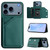 iPhone 17 Pro Max Skin Feel Four Card Slots Phone Case with Wrist Strap - Green