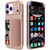 iPhone 17 Pro Max Skin Feel PC Hybrid TPU Horizontal Hidden Mirror Card Bag Phone Case - Rose Gold