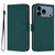 iPhone 17 Pro Max Skin Feel Solid Color Leather Phone Case with Lanyard - Dark Green