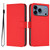 iPhone 17 Pro Max Skin Feel Solid Color Leather Phone Case with Lanyard - Red