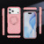 iPhone 17 Pro Max Skin Feel Translucent PC Gear Holder C MagSafe Phone Case - Bright Pink + Pink