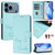 iPhone 17 Pro Max Smile Embossing RFID Leather Phone Case - Mint Green