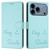 iPhone 17 Pro Max Smile Embossing RFID Leather Phone Case - Mint Green