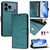 iPhone 17 Pro Max Smile Embossing RFID Leather Phone Case - Peacock Green
