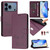 iPhone 17 Pro Max Smile Embossing RFID Leather Phone Case - Violet