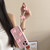 iPhone 17 Pro Max Soft Silicone 3D Bowknot Pearl Phone Case with Beaded Wrist Strap - Pink