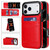 iPhone 17 Pro Max Solid Color Card Slots Bracket PU Phone Case - Red