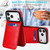 iPhone 17 Pro Max Solid Color Card Slots Bracket PU Phone Case - Red