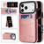 iPhone 17 Pro Max Solid Color Card Slots Bracket PU Phone Case - Rose Gold