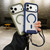 iPhone 17 Pro Max Solid Color Edge Transparency MagSafe Magnetic Phone Case with Wrist Strap - Grey
