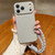 iPhone 17 Pro Max Solid Color Liquid Silicone Magnetic Phone Case with Lanyard - Grey