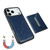 iPhone 17 Pro Max Solid Color Metal Buckle Card Slots Bag Phone Case - Blue