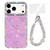 iPhone 17 Pro Max Sparkling IMD Colorful Bow Phone Case with Bracelet - Glitter Light Purple