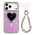 iPhone 17 Pro Max Sparkling IMD Heart-Shaped Mirror Magnetic Phone Case with Bracelet - Glitter Light Purple