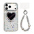iPhone 17 Pro Max Sparkling IMD Heart-Shaped Mirror Magnetic Phone Case with Bracelet - Star Transparent