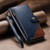 iPhone 17 Pro Max Splicing Zipper Wallet Vegan Leather Phone Case with Strap - Blue
