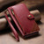 iPhone 17 Pro Max Splicing Zipper Wallet Vegan Leather Phone Case with Strap - Red
