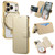 iPhone 17 Pro Max Splitable Electroplated MagSafe RFID Anti-theft Leather Phone Case with Lens Film - Gold
