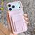 iPhone 17 Pro Max Square Folding Card Bag Holder Phone Case - Pink
