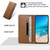 iPhone 17 Pro Max Stitched Line Magnetic RFID Vegan Leather Phone Case - Brown