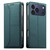 iPhone 17 Pro Max Stitched Line Magnetic RFID Vegan Leather Phone Case - Green