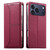 iPhone 17 Pro Max Stitched Line Magnetic RFID Vegan Leather Phone Case - Wine Red
