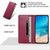iPhone 17 Pro Max Stitched Line Magnetic RFID Vegan Leather Phone Case - Wine Red