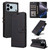 iPhone 17 Pro Max Stitched Magnetic Buckle Leather Phone Case - Black