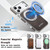iPhone 17 Pro Max Suteni G6 Denim Pattern Electroplated 360 Rotation Holder Magnetic Phone Case - Brown