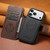 iPhone 17 Pro Max Suteni Q05 -in-1 Multi-function MagSafe Wallet Big Litchi Leather Phone Case - Black