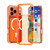 iPhone 17 Pro Max Terminator Style Glitter Powder MagSafe Magnetic Phone Case - Transparent Orange