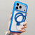 iPhone 17 Pro Max Translucent Edge Transparency Metal Holder MagSafe Phone Case - Dark Blue