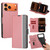 iPhone 17 Pro Max Twill Texture Side Button Leather Phone Case - Pink