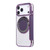 iPhone 17 Pro Max Ultra-thin Magnetic Plating Vegan Leather Phone Case - Purple