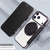 iPhone 17 Pro Max Ultra-thin Rotation Holder Magnetic Plating Vegan Leather Phone Case - Black