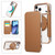 iPhone 17 Pro Max Ultra-thin Rotation Holder Magnetic Plating Vegan Leather Phone Case - Brown