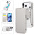 iPhone 17 Pro Max Ultra-thin Rotation Holder Magnetic Plating Vegan Leather Phone Case - Grayish White