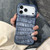 iPhone 17 Pro Max Vintage Crocodile Texture Shockproof Vegan Leather Phone Case - Blue