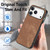 iPhone 17 Pro Max Vintage Leather PC Back Cover Phone Case - Brown