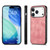 iPhone 17 Pro Max Vintage Leather PC Back Cover Phone Case - Pink