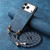 iPhone 17 Pro Max Vintage Leather PC Back Cover Phone Case with Crossbody Strap - Blue