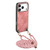 iPhone 17 Pro Max Vintage Leather PC Back Cover Phone Case with Crossbody Strap - Pink