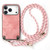 iPhone 17 Pro Max Vintage Leather PC Back Cover Phone Case with Crossbody Strap - Pink