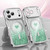 iPhone 17 Pro Max Wavy Frame Star Diamond Electroplate TPU Glitter Heart Magnetic Phone Case - Gradient Green