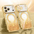 iPhone 17 Pro Max Wavy Frame Star Diamond Electroplate TPU Glitter Magnetic Phone Case - Gradient Gold