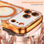iPhone 17 Pro Max Wavy Frame Star Diamond Electroplate TPU Glitter Magnetic Phone Case - Gradient Orange