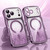 iPhone 17 Pro Max Wavy Frame Star Diamond Electroplate TPU Glitter Magnetic Phone Case - Gradient Purple